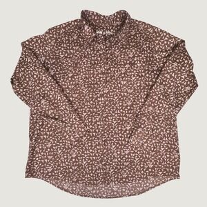 REI Co-op Womens XL Brown Geometric Triangle Print Button Down Hiking Shirt L/S